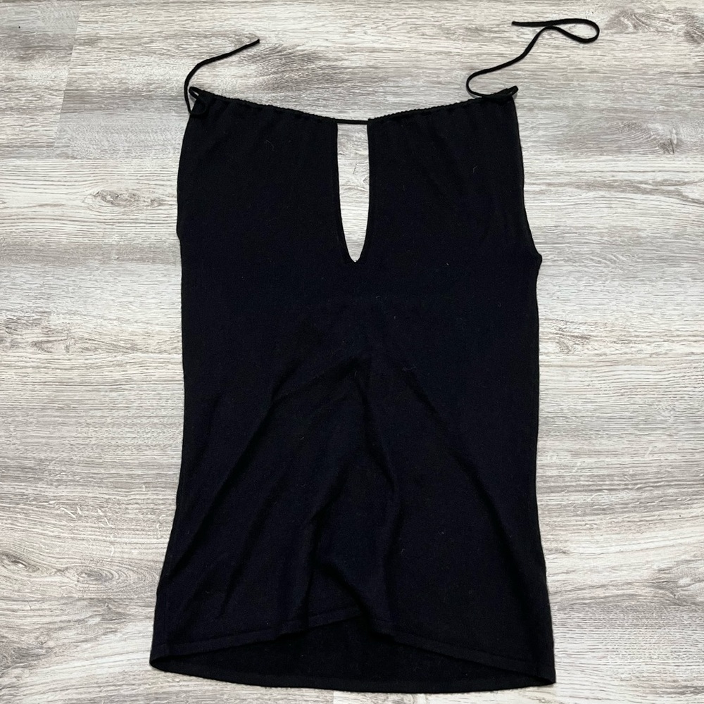 Matilde 100% Cashmere Black Sleeveless Knit Top – Made in Italy – Size M